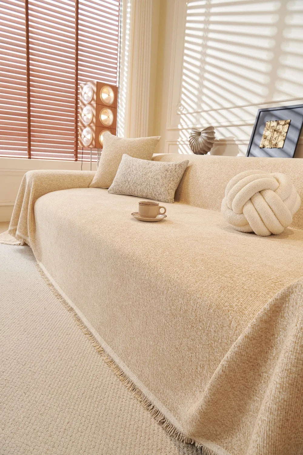 Cat Scratch Resistant Dustproof Sofa Cushion Universal Striped Pattern Blanket Mat 2025 All-Season Chenille Sofa Cover Slipcover